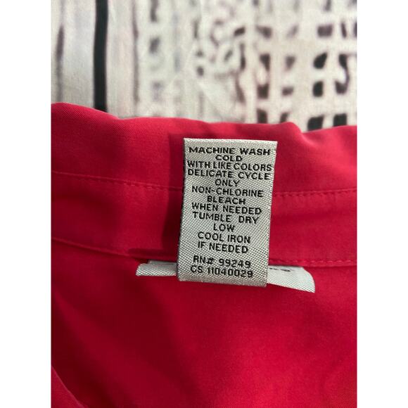 Catherines Button Front Shirt Womens 2X 22/24W Long Sleeve Collar Roll Tab Pink - Picture 8 of 10